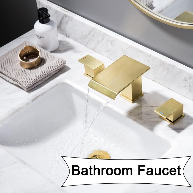 Beiyi Roman Tub Faucet Brushed Gold Deck Mount Waterfall Bathtub