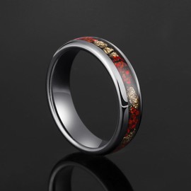 Fyrddyn Men's 6MM 8MM Wedding Band with Orange Red Suitable For Men And Women Match Daily Outfits Party Accessory Anniversary Promise Rings 5-14.5