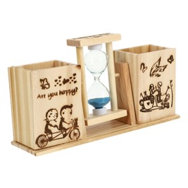 Mikinona Retro Wooden Timer Creative Sand Clock for Home Decoration Brushing Teeth Tea Birthday Wedding Present Pattern Sandglass for Adults