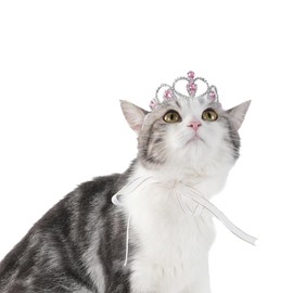Lovelyshop Pet Series Pink Gem Rhinestone Dog/Cat Tiara Crown for Costume Hair Accessories -Small Size