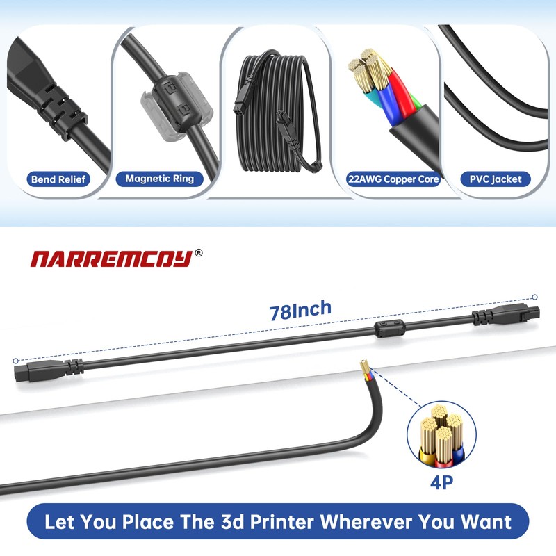 78.7in/2M 4-Pin AMS Lite Extension Cable - 22AWG High-Speed Copper