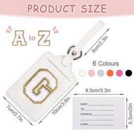 Initial Luggage Tags for Suitcases, Cute Letter Luggage Bag Suitcase Identifier Name Baggage Tag, PU Leather Travel Luggage Tags, Bag Tags for Men Women Kids Luggage Handbags Schoolbags(White-White G)