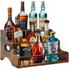 AT-VALY 3-Tier Liquor Bottle Display Shelf, Iron&MDF Countertop Wine Rack,