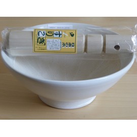 7.25"D x 3"H Ceramic Mortar SURIBACHI Bowl w/Wood Pestle/Made in Japan