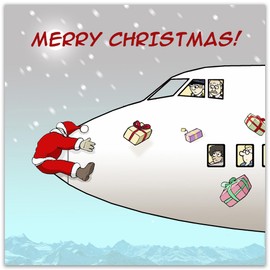 Twizler Merry Christmas Card with Aeroplane Crash - Happy Christmas Card - Xmas Card - Funny Christmas Card - Womens Christmas Card for Her Female - Mens Christmas Card for Him Male