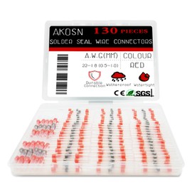 130 PCS Heat Shrink Self Soldering Butt Connector, Solder Seal Wire Connectors Kit, Waterproof Wire Solder Stick Splice Connector for Marine Electrical Automotive (Red/AWG 22-18)