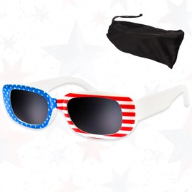 Habbiful 4th of July Sunglasses for 4th of July Decorations Patriotic Red White and Blue USA American Flag Sunglasses for Men Women Memorial Day Birthday 4th of July Accessories,White