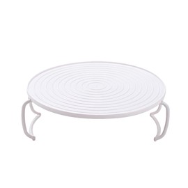 1 Piece Plastic Round Microwave Tray Microwave Layered Steaming Rack Cooking Tray Oven Steaming Tray Holder for Cooking Supplies, White