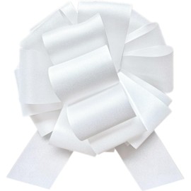 1PC White Large Waterproof Pull Bow for Gift Wrapping, 14 Inch Big Glitter Ribbon Bow for Baby Baptism, Elegant Wedding Bow for Bridal Showers, Hanukkah, Church Pews, Presents (White)