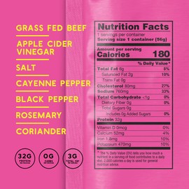 Brooklyn Biltong Air Dried Grass Fed Beef Snack, South African Beef Jerky (2 oz, Pack of 8) - Whole30 Approved, Paleo, Keto, Gluten Free, Sugar Free, Made in USA - (Peri Peri)