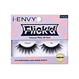 i-ENVY False Lashes Flick'd D-Curl Strip Lashes Volume Bouncy Natural Clear Band Cat Eye Dramatic Trendy Extensions Reusable Eye Lashes (04)
