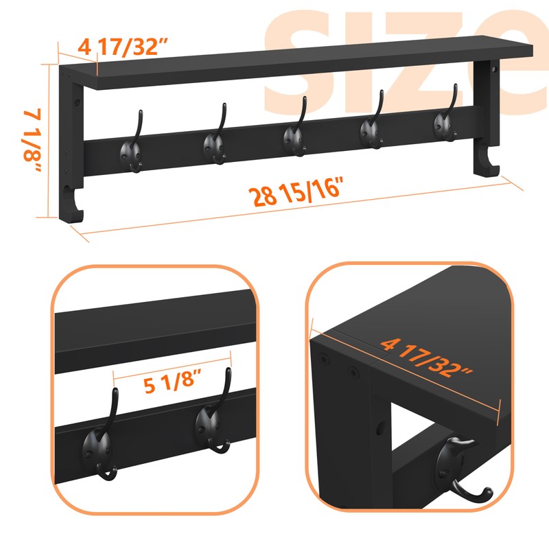 AMBIRD Coat Rack Wall Mount, 35 Inch Large Coat Hooks