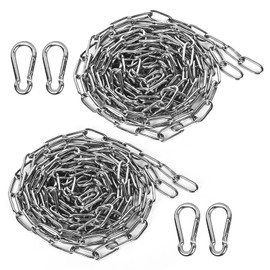 Vegena Stainless Steel Chain Hanging Chair Chain 2 Pieces 2 Metres Steel Chain Diameter 3 mm Round Steel Chain with Carabiner Stainless Steel for Swings Hanging Chair Hammocks Sandbags Flower Pots