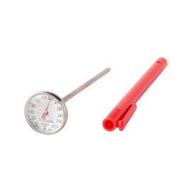 Taylor Instant Read Analog Meat Food Grill BBQ Cooking Kitchen Thermometer with Red Pocket Sleeve Clip, 1 Inch Dial