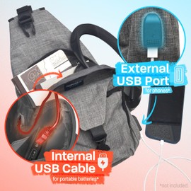 Nupouch Anti-Theft Daypack Crossbody Sling Backpack, USB Charging Connector Port, Lightweight Day Pack for Travel, Hiking, Everyday, Large, Vintage Purple