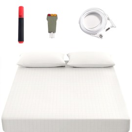 grounding Sheets King 90% Organic Cotton+10% Pure Silver Fiber, Grounding Fitted Sheets with Grounding Cord,Pain Reliefand Helps Sleep- Earth Connected Bedding (White, Twin)