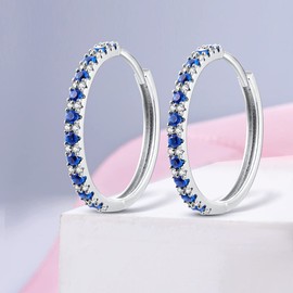 NARMO Hoop Earrings for Women 925 Sterling Silver Earrings Huggie Hoop Blue Cubic Zirconia Earrings Fashion Jewelry Gifts