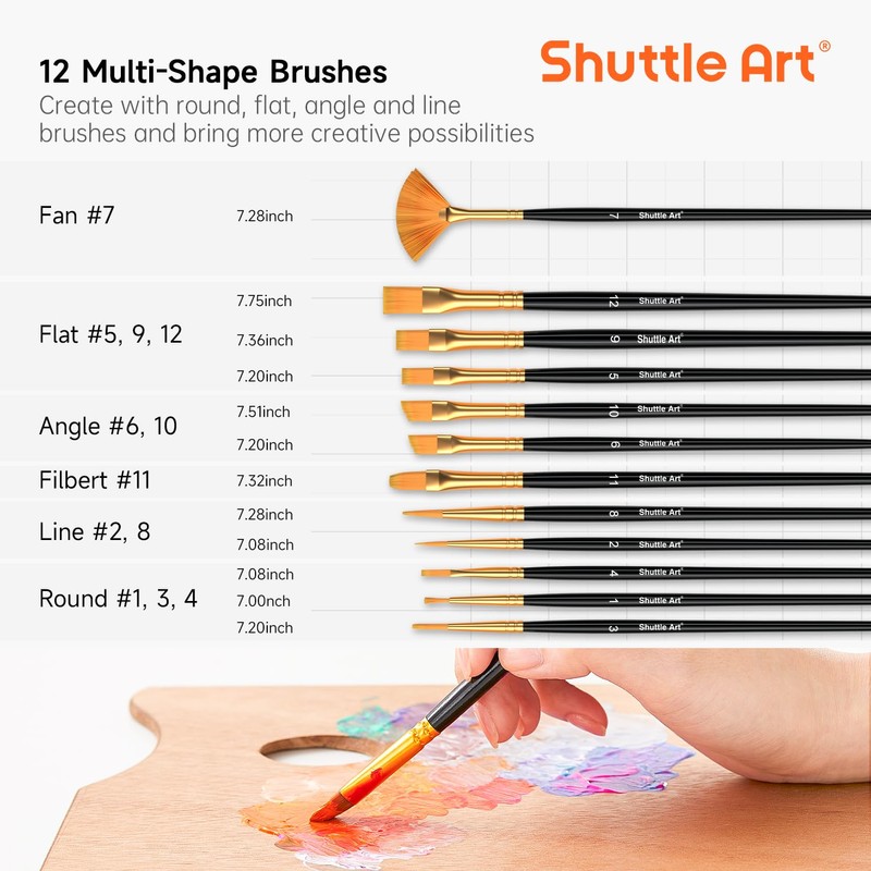72 Pack Acrylic Paint Set, Shuttle Art 60 Colors Acrylic