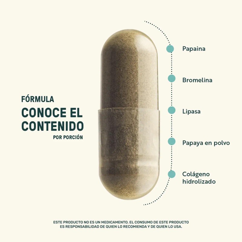 Enzimas Digestivas Life360 60 Cpsulas Bromelina Papana Sin Sabor Suplemento