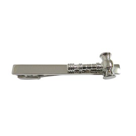 Silver Toned Gavel Law Square Tie Clip