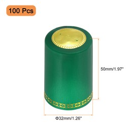 uxcell 100Pcs PVC Heat Shrink Capsules Wine Bottle Capsules Shrink Cap Wrap Shrink Top Cover Flower Pattern for Wine Cellars and Home Kitchen, Green 32x50mm