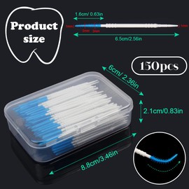 Dual-Use Interdentalbürsten Silikon Zahnseide Picks Zahnspaltbürsten Tragbare Zahnseide Sticks für Zahnspangen, Zähne und Mundhygiene (Blau/Weiß, Einheitsgröße)