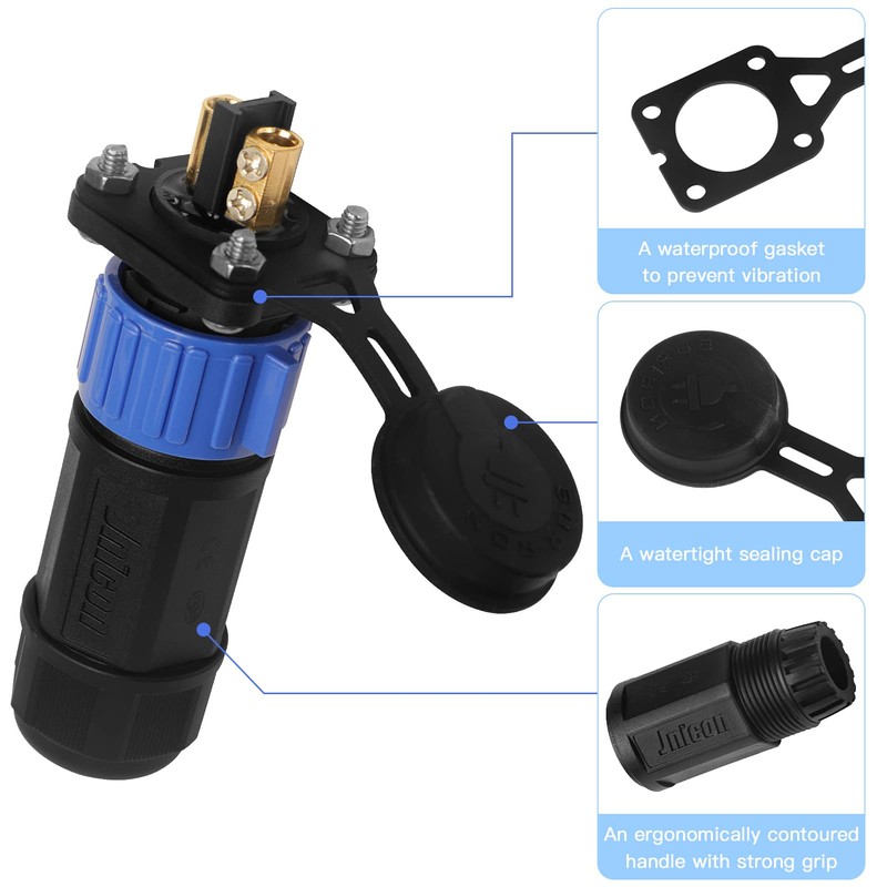 Trolling Motor Plug Receptacle Set, 12V/24V/ 36V/48V Plug for Trolling