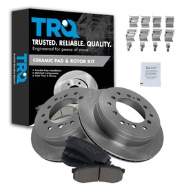 TRQ Rear Brake Pad & Rotor Kit Brake Pads Brake Rotor Ceramic Compatible with 2010-2022 Lexus GX460 Toyota 4Runner 2010-2014 FJ Cruiser