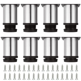 STARVAST Set of 8 Stainless Steel Furniture Feet, Height 80 mm, Diameter 50 mm, Furniture Feet, Adjustable, Round Table Foot, Adjustable Sofa Foot, for Furniture, Cupboard, Table Legs, Adjustable
