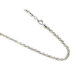 JOSCO 4mm Diamond-Cut Rope Chain. Sterling Silver .925 Italian Necklace. 16,18,20,22,24,30 inches (22 Inches)