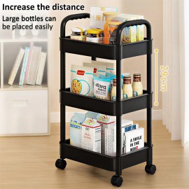 Carrito Organizador Almacenamiento Multiusos De 3 Niveles Color N - Excelente Calidad y Durabilidad, Compatible y Funcional                           
