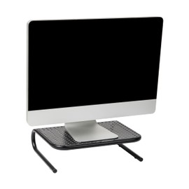 Mind Reader Monitor Stand, Ventilated Laptop Riser, Desktop Organizer, Office, Metal, 14.5"L x 11.25"W x 4.25"H, Black
