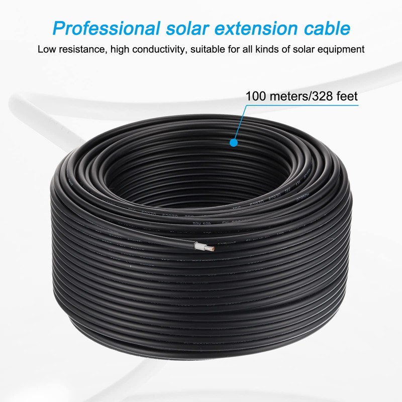 MECCANIXITY Solar Panel Wire 328ft 10AWG 6mm2 Solar Cable Extension