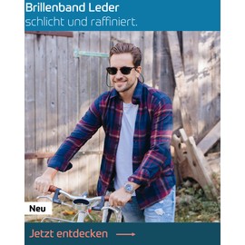 GERNEO® - DAS ORIGINAL - Premium Brillenband Leder aus hochwertiger PU Glatt- und Wildlederoptik Kombination für Lesebrille & Sonnenbrille - 2x schwarz - Befestigung in schwarz - 2er Pack