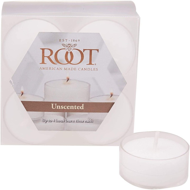 Root Candles 131015 Unscented Beeswax Blend Tealight Candles in Clear