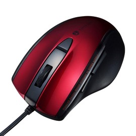 Sanwa Supply MA-BL168R Mouse, Wired USB Connection, Silent, Blue LED, 5 Buttons (Back/Forward Buttons), Medium Size, Red