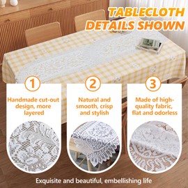 DAWZMR 4 PCS White Doily Lace Table Runner, Vintage Rose Embroidered Boho Table Runners, Doilies for Furniture Dressers and End Tables