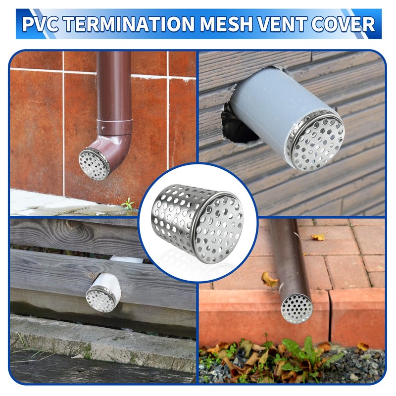 Boltigen 2PCS PVC Termination Mesh Screen Vent Covers, Stainless Steel