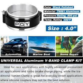 PQY - Abrazadera de aluminio de liberación rápida en V de 4 pulgadas con brida intercooler abrazadera de tubo de acelerador