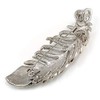 Clear Crystal White Pearl Feather Brooch/Pendant In Silver Tone -