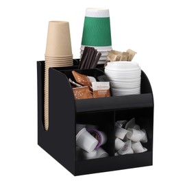 Oztwel Cup Station Organizer 8 Compartment Acrylic Coffee Condiment Organizer Coffee Cup Dispenser Lid Holder for Counter Disposable Paper Cup Dispenser
