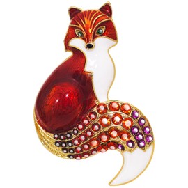 Animal Crystal Brooch Fox Brooch Kids/Girlfriend New Year Birthday Party Daily Buckle Scarf Hat School Bag Brooch, Crystal