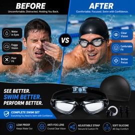 Kids Anti-Fog Swimming Goggles for Pool & Beach – UV-Protection Swim Goggles with Adjustable Strap