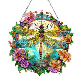 ICHOWHO Diamond Art Kits Adults, 5D Diamond Painting Kits Dragonfly Diamond Art Ornaments Wall Hanging Crystal Art Window Decor Craft Gifts for Women Gem Art Hobbies, 20 * 20 cm