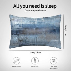 Imitation Silk Pillow Case for Hair and Skin Abstract Blue Art Queen Size 1 Pack Satin Pillow Cases with Zipper Super Soft Pillow Cover for Women Bed Sleeping, 20x30 Inches