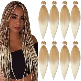 Pre-stretched Braiding Hair 8packs/lot ShowCoco 26" Long blonde ombre braiding hair Itch Free Hot Water Setting Synthetic Fiber Crochet Braiding Hair Extension (#27/613)
