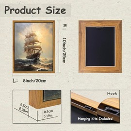 KBKBART Framed Canvas Wall Art for Living Room, Sailing Boats in the Sunset Watercolor Vintage Oil Painting on Canvas, Vintage Coastal Art Prints for Wall Decor, Sailboat Seascape Landscape Home Decor(8"x10")