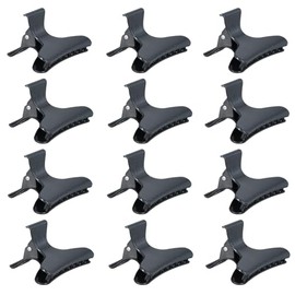 12 Piezas Pinzas Mariposas para Cabello, Pinzas para El Cabello para Mujeres, Pinzas para el pelo de salón, herramienta de peluquería para peinar seccionar cortar y colorear (Negro)