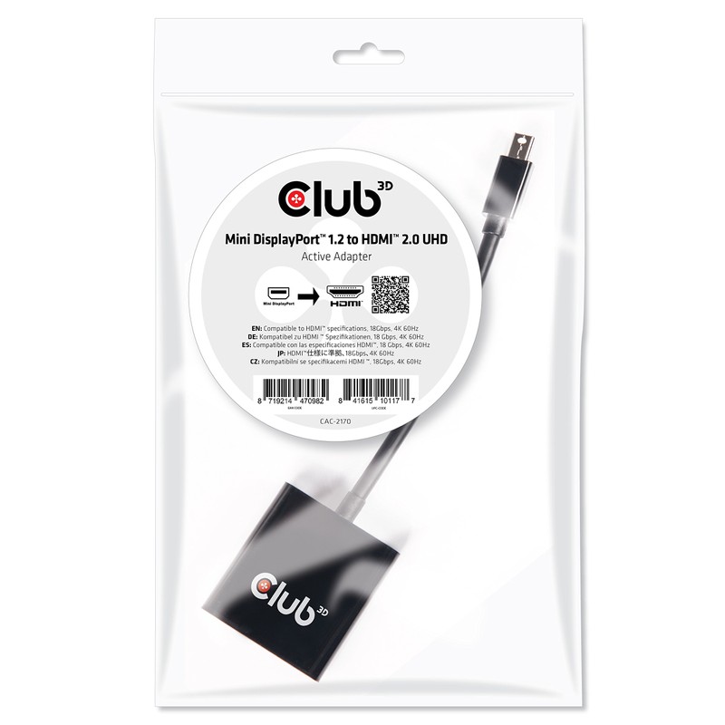 Club 3D CAC-2170 Mini DisplayPort 1.2 to HDMI 2.0 UHD