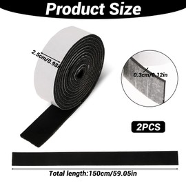 2 Rolls 60 X 1 Inch Felt Strips with Adhesive Backing, Non Slip Felt Tapes Felts Strips for Furniture Pads Furniture Self-Stick Heavy Duty Polyester for Protecting Hardwood Surfaces Floors Chair Wall